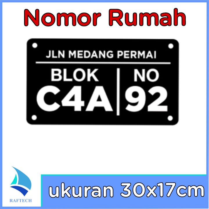 CUSTOM NOMOR RUMAH ACRYLIC 30x17 / NOMOR RUMAH AKRILIK TIMBUL