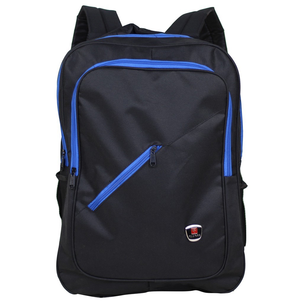 Tas Gendong Polo Hitam Pria SMP SMA Backpack Punggung Laptop Cowok Nyaman Berkualitas Bagus Keren