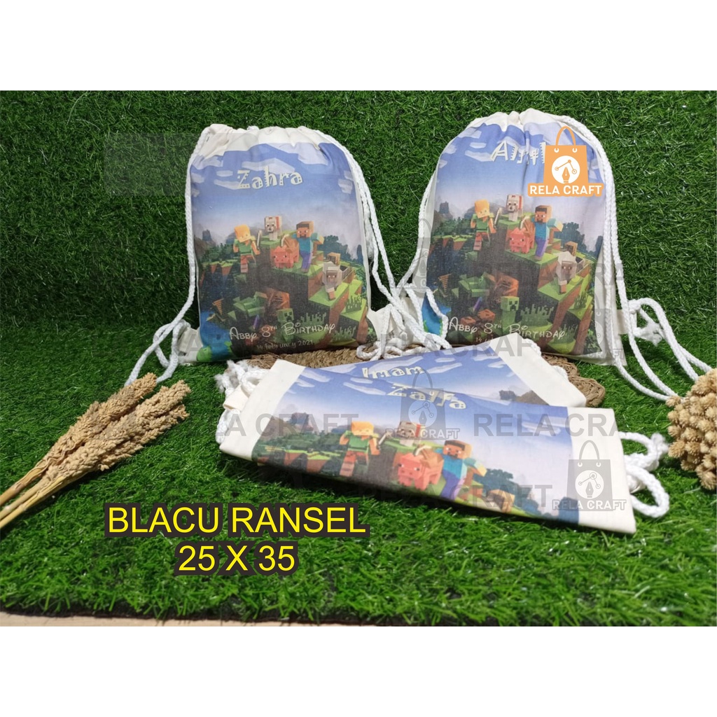 blacu ransel 25x35/goodiebag blacu/souvenir ulangbtahun/souvenir custom