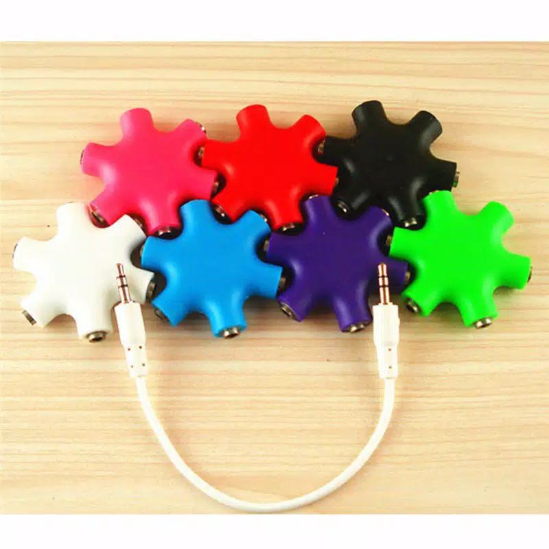 converter 6 Way Ports Male to 5 Female Audio Earphone 3.5mm Jack Splitter Adapter JLT108 ALLOY Grab