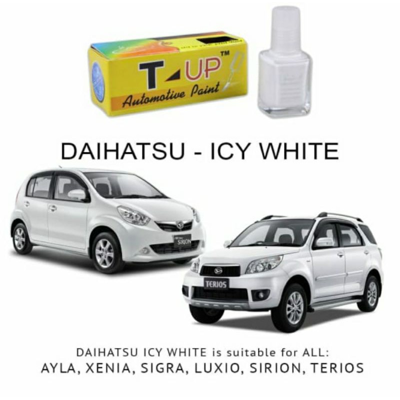 T-Up cat oles daihatsu icy white contoh cat daihatsu putih sample cat putih daihatsu