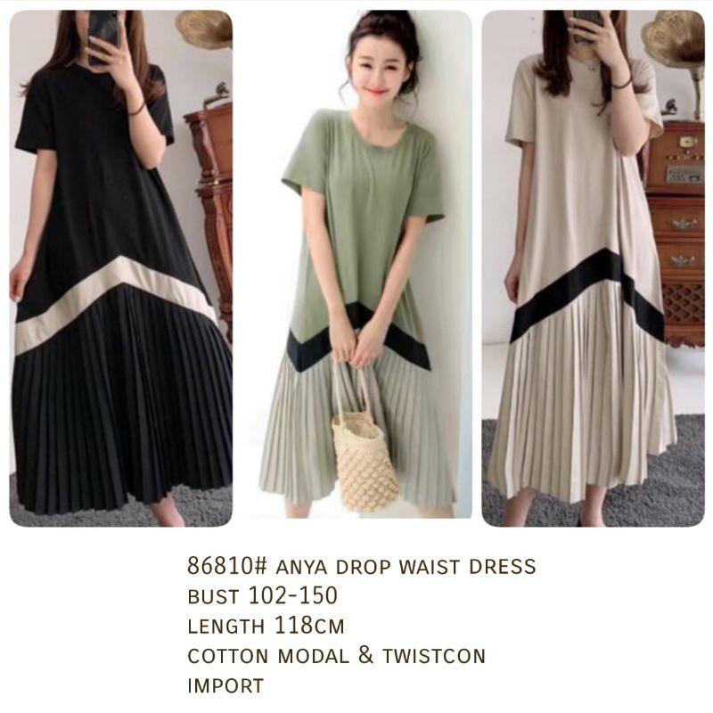 MDLV ~ 86810# Anya Drop Waist Dress Mide Dress Import