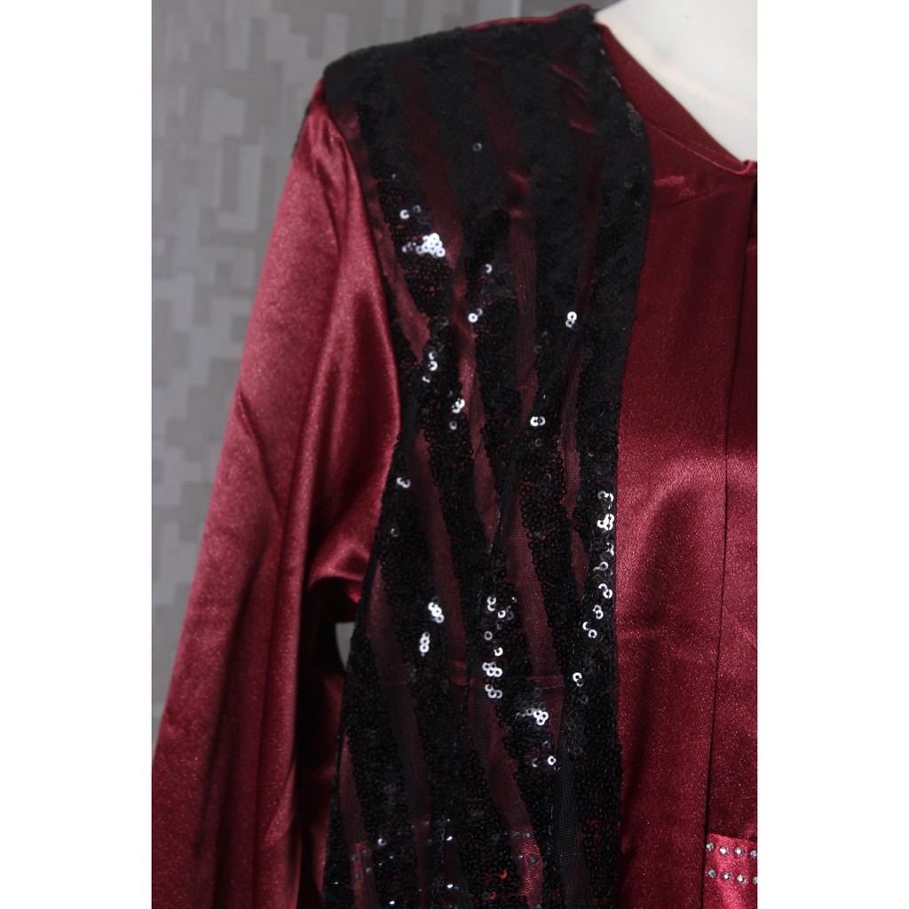 GAMIS SEQUIN PREMIUM SUPER LEMBUT GAMIS LENGAN BERUKAT MODEL CARDIGAN GAMIS SATIN