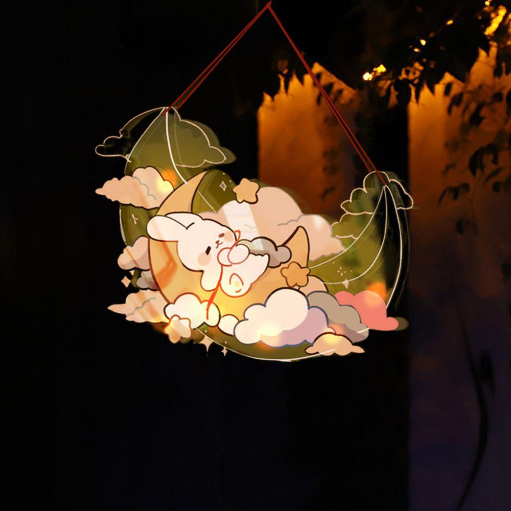 [Elegan] Lentera Festival Mid-Autumn Lentera Portabel Gaya Luminous Tradisional China Buatan Tangan Bahan DIY