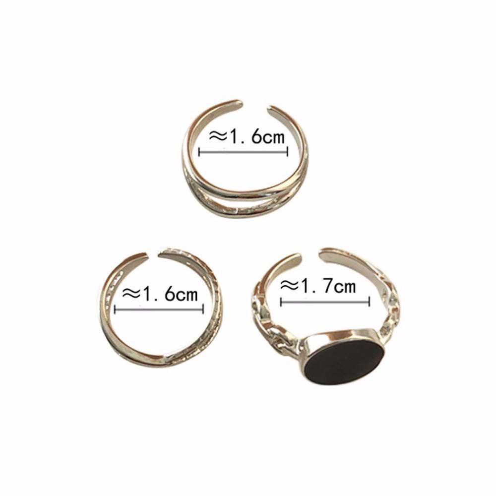 3pcs / Set Cincin Model Rantai Twist Geometris Bahan Metal Warna Silver Gaya Korea Vintage Untuk Wanita