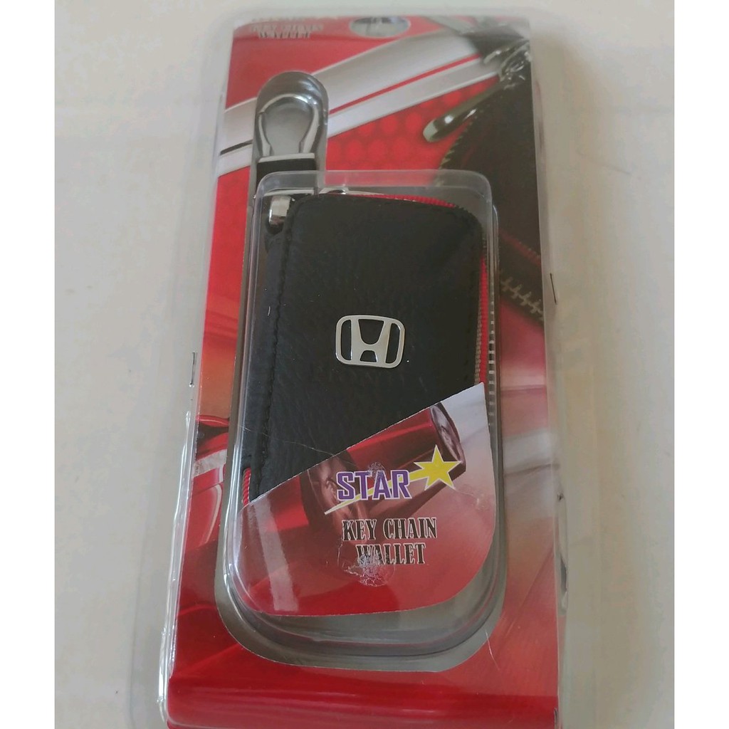 Dompet KULIT STNK dan Gantungan Kunci REMOTE MOBIL MOTOR Honda warna hitam