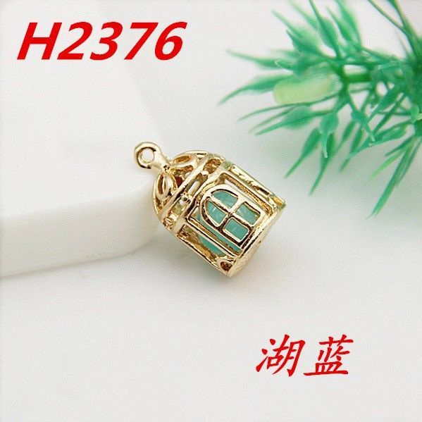 Liontin Bentuk Sangkar Burung Bahan Alloy Hias Kristal Mutiara Untuk Aksesoris Gelang Handmade DIY