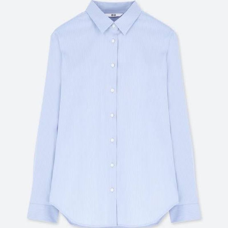 Uniqlo women cotton stretch striped shirt