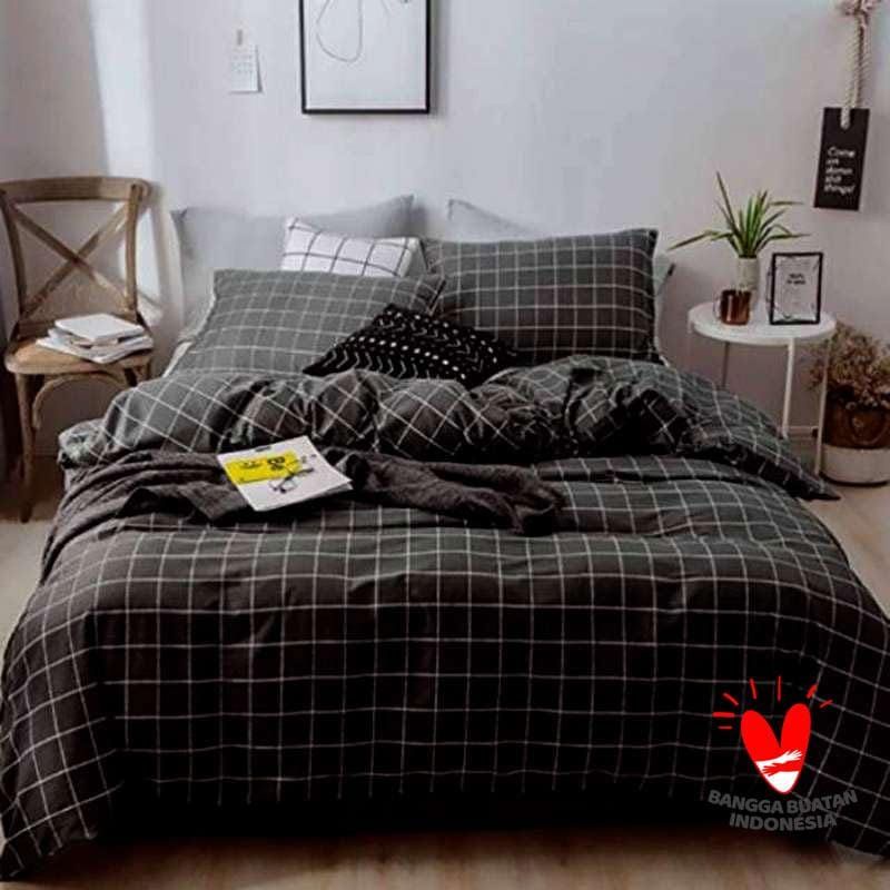 Sprei kotak hitam estetik uk 160x200