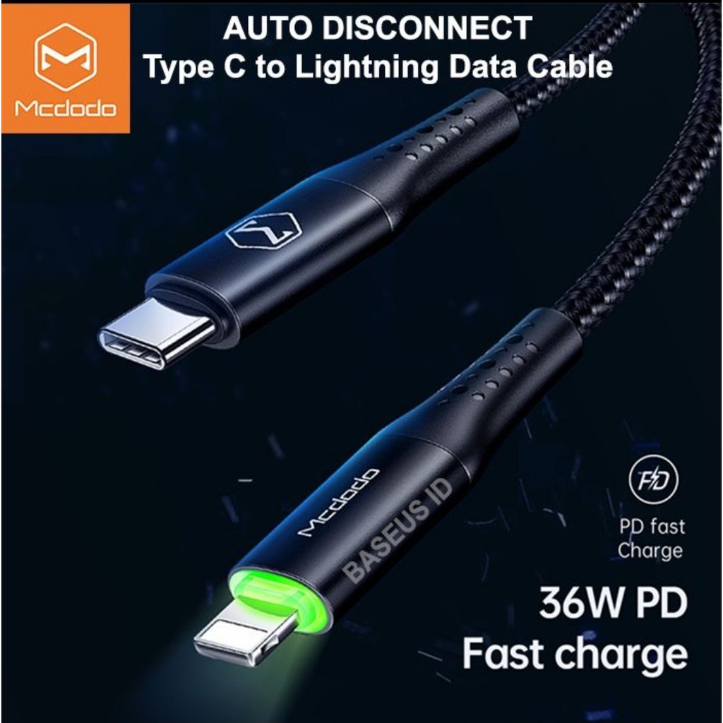 Mcdodo CA-7360 Kabel Auto Power Off PD USB Type C To Lightning iPhone