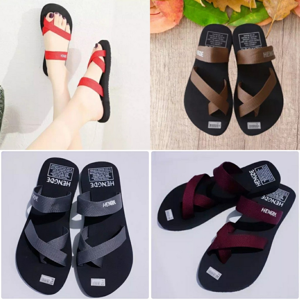 Sandal Tali Wanita Hengdee Sendal Cewek Motif Hengde Flip Flop Jepit Silang Dewasa-1