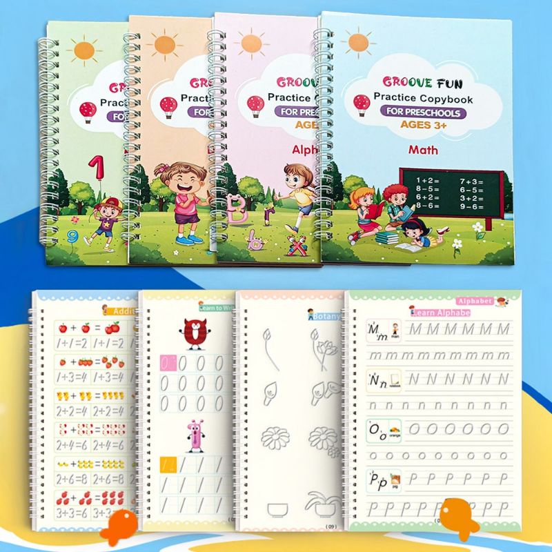 PROMO 4in1 SANK BOOK MAGIC BOOK Buku Latihan Menulis Anak Paud TK Belajar Copybook