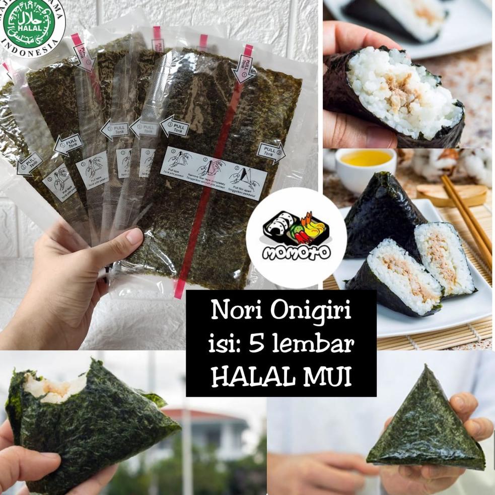 

[PROMO GNC35] Nori Onigiri Wrapper Halal MUI 5 lembar / Rumput Laut Import untuk Nasi Kepal Triangle Sushi Nori Best Produk