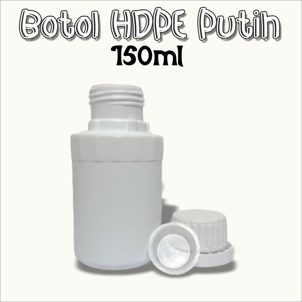 Botol Plastik HDPE 150 ml + Tutup dalam &amp; luar