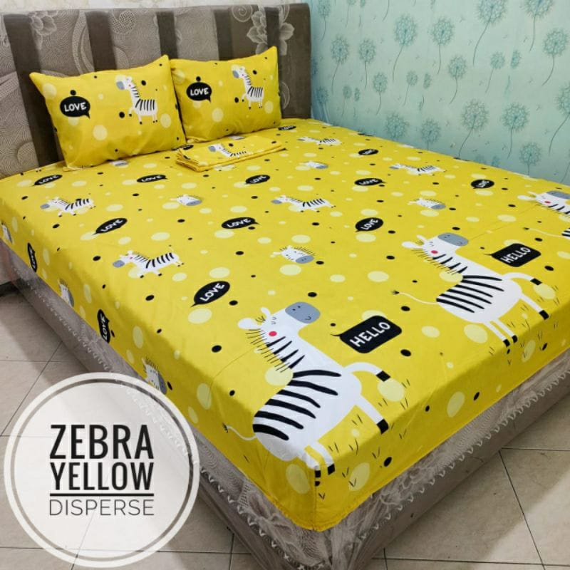 Sprei Zebra Kuning New Ukuran 120x200 - Seprei Single Size
