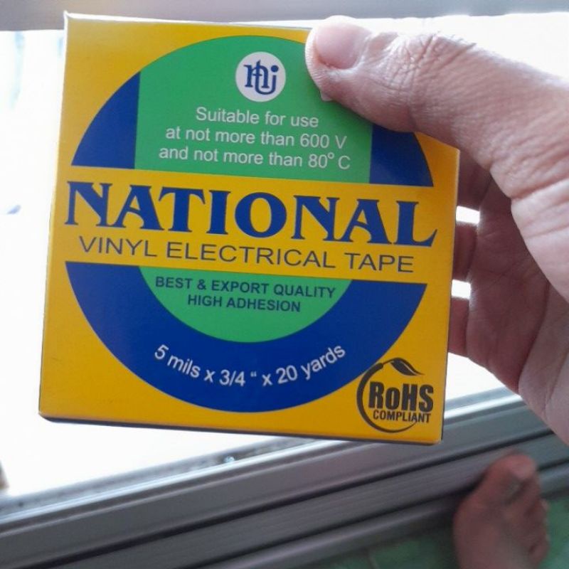 National Selotip Hitam Vinyl Isolasi Kabel 20yards Selotip Kabel Vinyl Electrical Tape