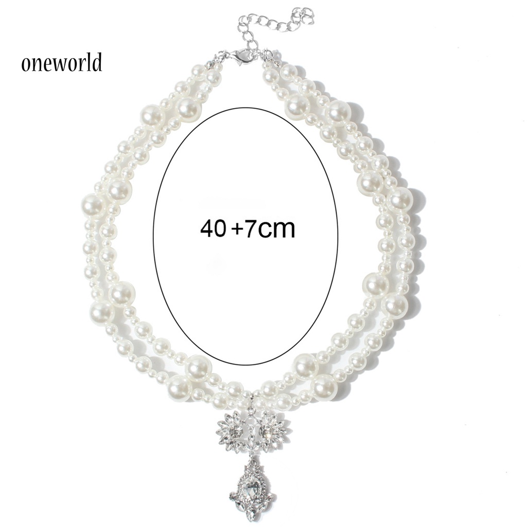 |Onwo Dress Mini Lengan Pendek Untuk Wanita| Kalung Rantai Liontin Mutiara Berlian Imitasi Model Double layer Untuk Wanita