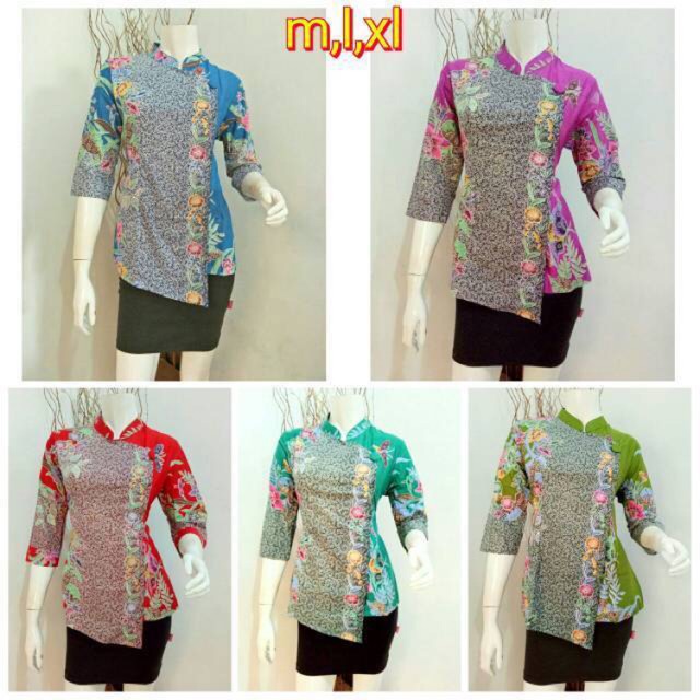 SIMIFASHION Blouse Wanita Etnik model Shanghai murah motif sapu ukuran M L XL XXL (jumbo)-1