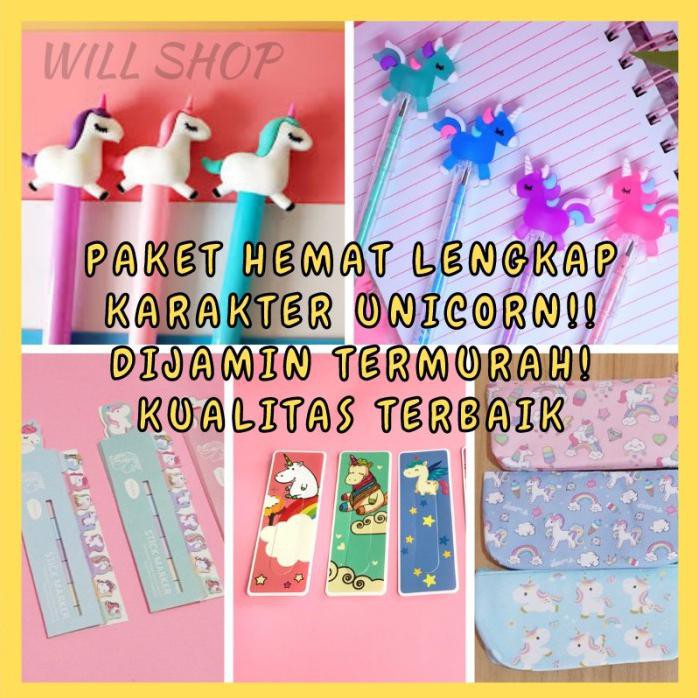 

paket perlengkapan sekolah hemat mantab alat tulis unicorn kuda pony sry77