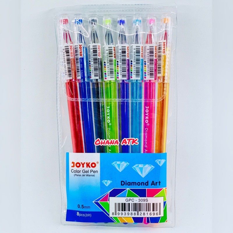 

Color Gel Pen Joyko Diamond Art / Pulpen Gel Joyko Warna Diamond / Pulpen Warna Joyko 8 Warna