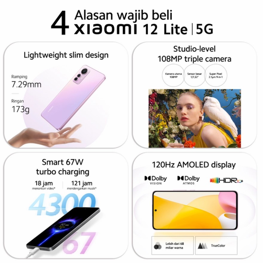 XIAOMI MI 12 LITE 8/256GB SMARTPHONE - GARANSI RESMI XIAOMI