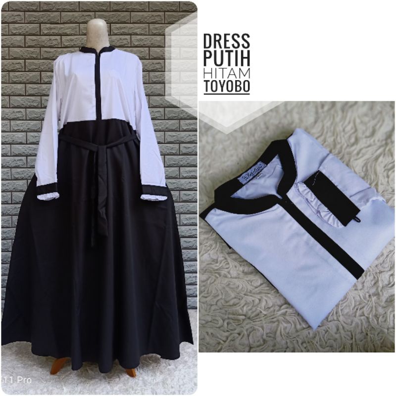 Gamis Hitam Putih ASN Ready S M L XL