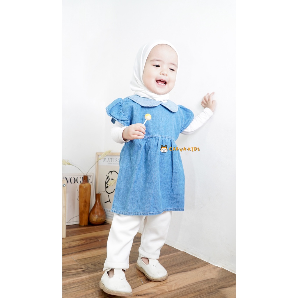 Carva Dress anak atasan anak cewek jeans denim blouse anak jeans original tulip realpict