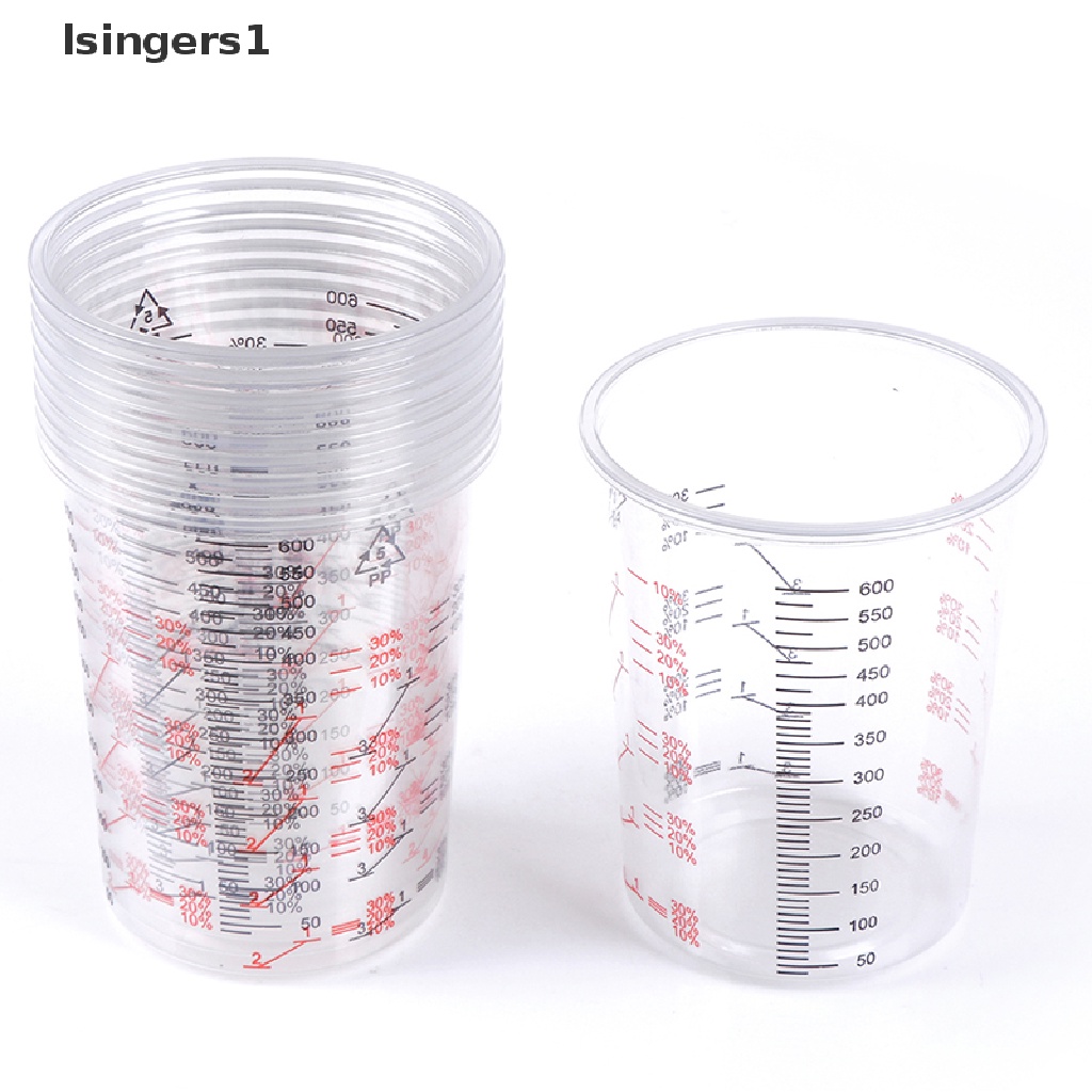 (lsingers1) 10pcs Cup Plastik 600ml Untuk Mencampur Cat