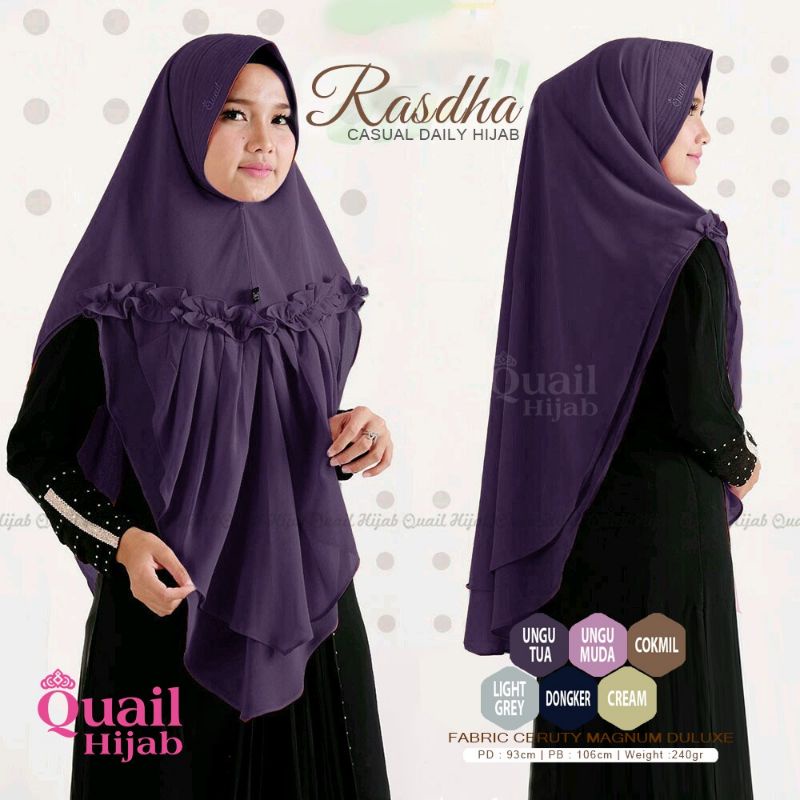 RASDHA ORIGINAL QUAIL HIJAB | KHIMAR QUAIL | KHIMAR UNGUTUA | JILBAB UNGUTUA | KHIMAR PAD QUAIL