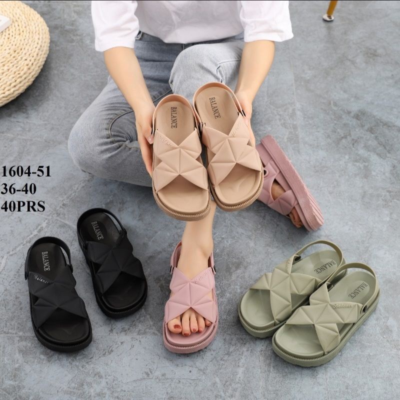 SANDAL TALI SILANG WEDGES JELLY KARET IMPORT BALANCE 1604 - 51