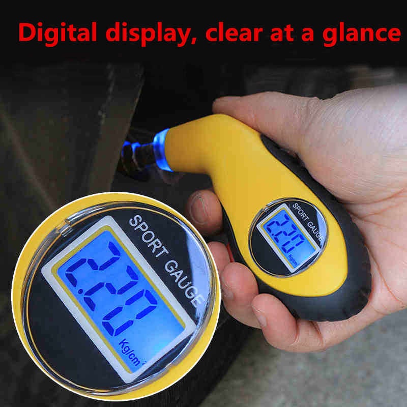 YGRETTE - Manometer Tekanan Ban Mobil Digital Tire Gauge LCD BarometersTire Pressure Gauge | Alat Ukur Tekanan Ban GRATIS 2PCS PENTIL ADAPTER PRESTA TO SCHRADER