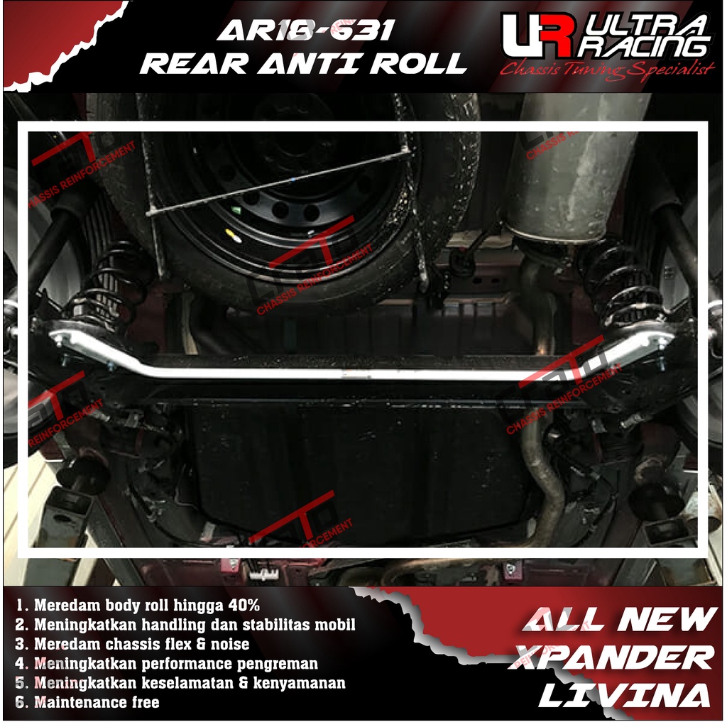 Aksesoris Stabiliser ULTRA RACING Safety Bar - Swaybar - Rear Anti Roll 18MM - Mitsubishi Xpander Ni