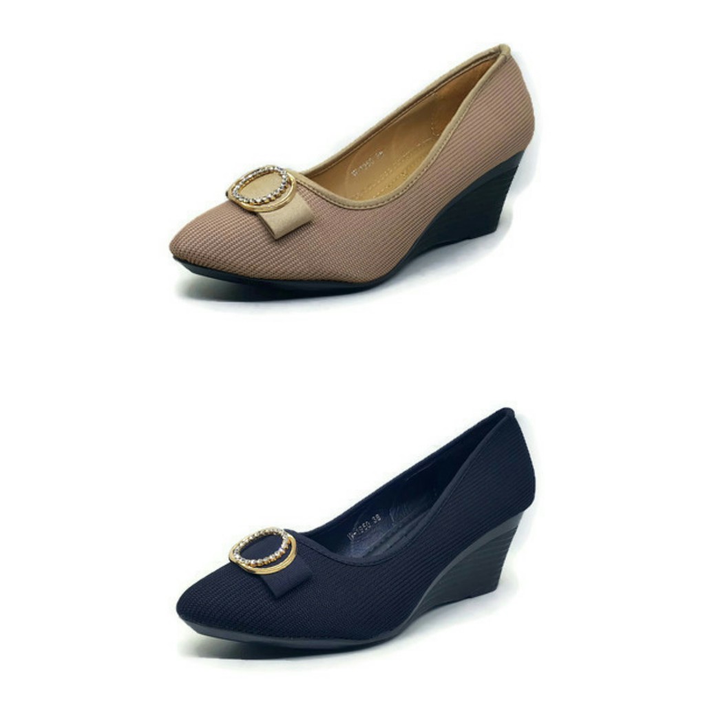 Sepatu Wedges Import Wanita KYNZARA - W 1950 Black dan Apricot