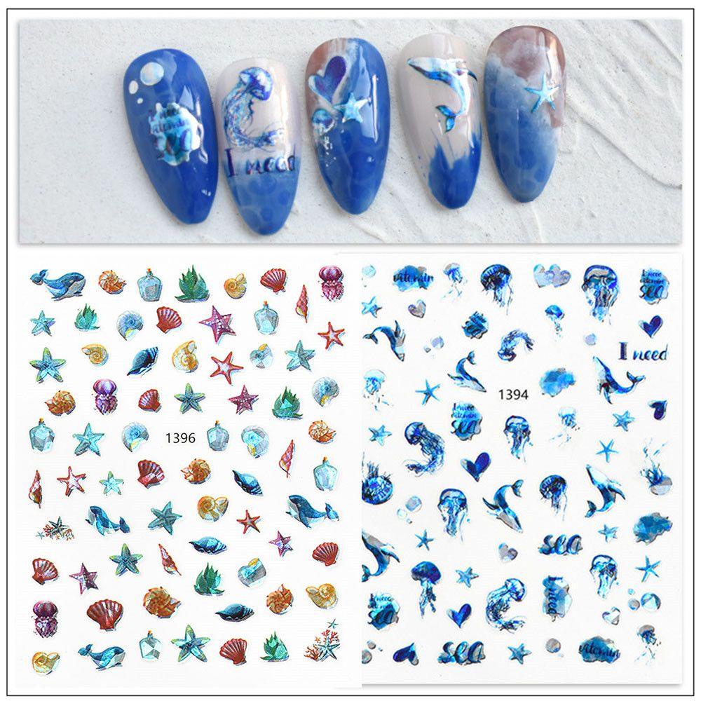 1pc Stiker Kuku Decal Laser Ultra Tipis Untuk Dekorasi Nail Art