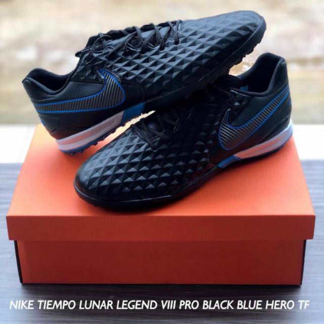 Sepatu futsal nike tiempo lunar legend Vlll PRO black blue hero TF