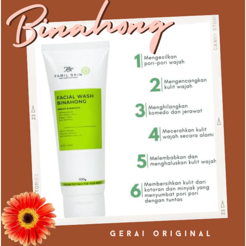 FABIL FACIAL WASH BINAHONG SABUN WAJAH PRIA WANITA KOMBINASI BERMINYAK NORMAL BRUNTUS KUSAM ORIGINAL