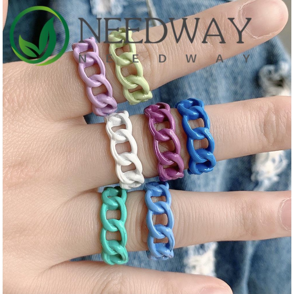 Needway  Adjustable Chain Ring Hollow Fashion Jewelry Open Ring Punk Fashion Korean Woman Girl Vintage Finger Ring