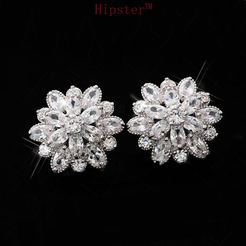 Hot Sale Snowflake Full Diamond SUNFLOWER Diamond Graceful Earrings