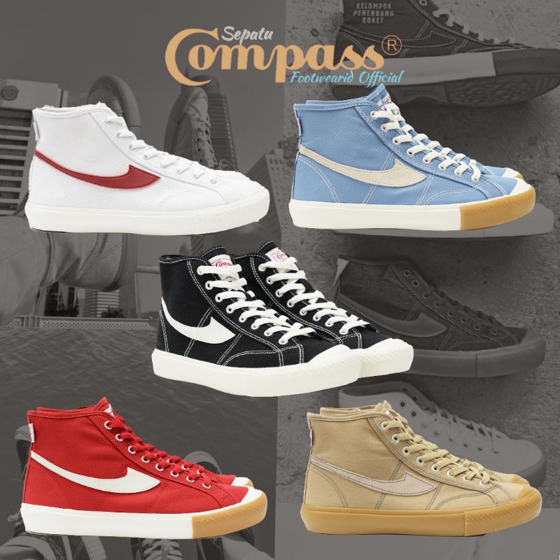 Compass Gazelle High Black White - Gazelle High Red Gum - Gazelle Hi Capucino - Compass Hi Blue Sky