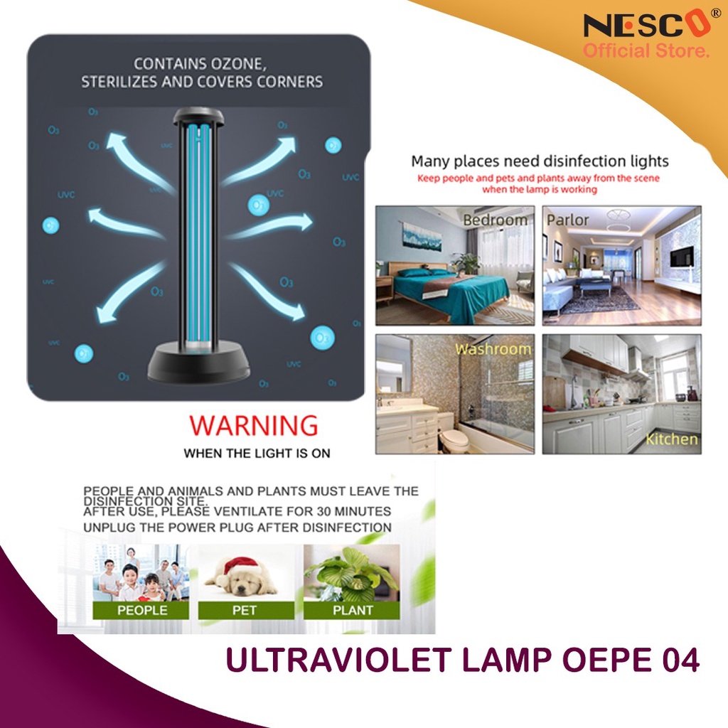 NESCO LAMPU STERILISASI  UV OZONE ANTI VIRUS DAN BAKTERI  UV Lamp OEPE-04, 38W