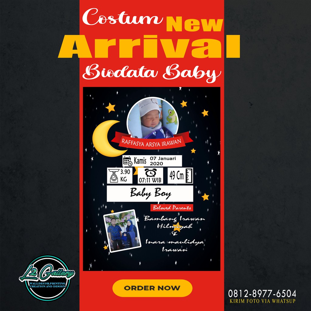(COD) BIODATA BAYI - BABY BIO - BIODATA KELAHIRAN BAYI UNIK - KADO BABY NEWBORN