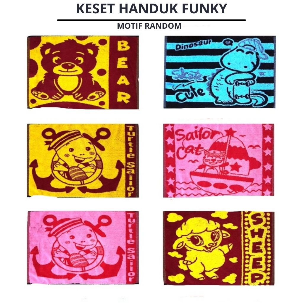 RC KESET HANDUK FUNKY/BLUBERRY UKURAN 40x60cm MOTIF ANAK ANAK