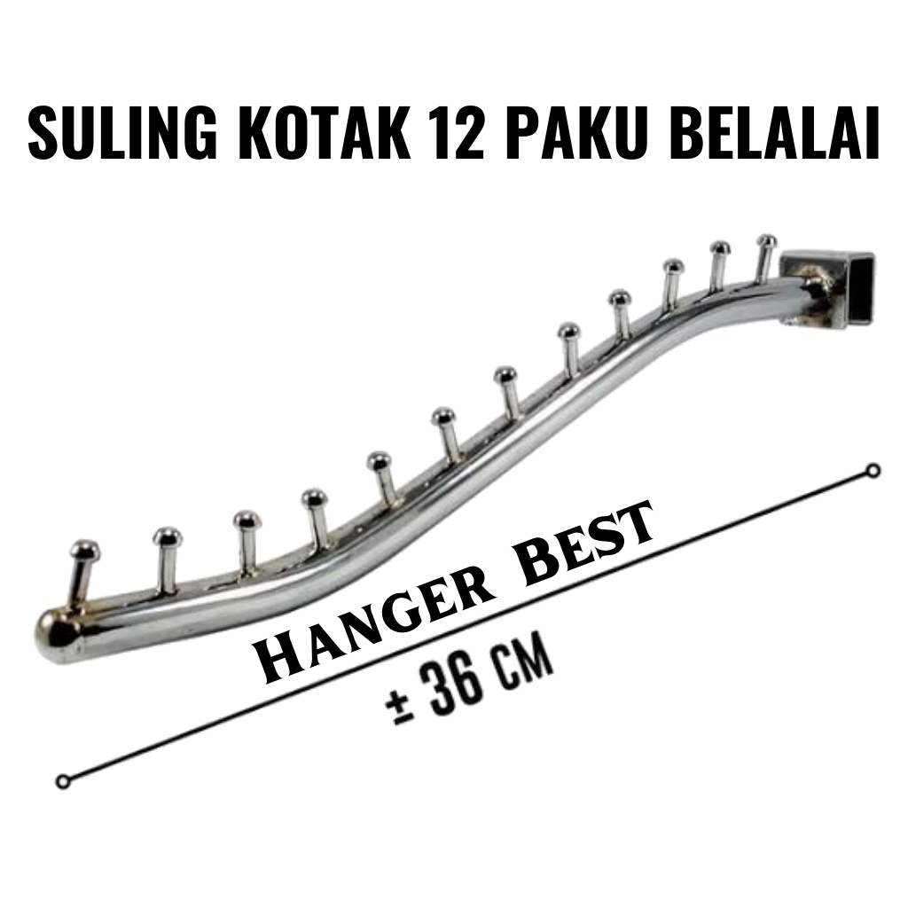 Hanger Suling Pipa Kotak 12 Titik Paku Belalai Gantungan Baju Display Toko