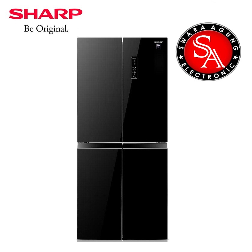 Kulkas 4 Pintu 472 Liter SHARP Type: SJ-IF51PG-BK Black Glass (Khusus Medan)
