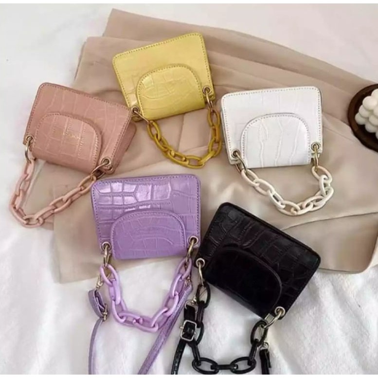 (COD) Tas Selempang Mini Candy Lilac Wanita Terbaru 2021 / Sling bag CROCO ELLSA / Tas Berkualitas