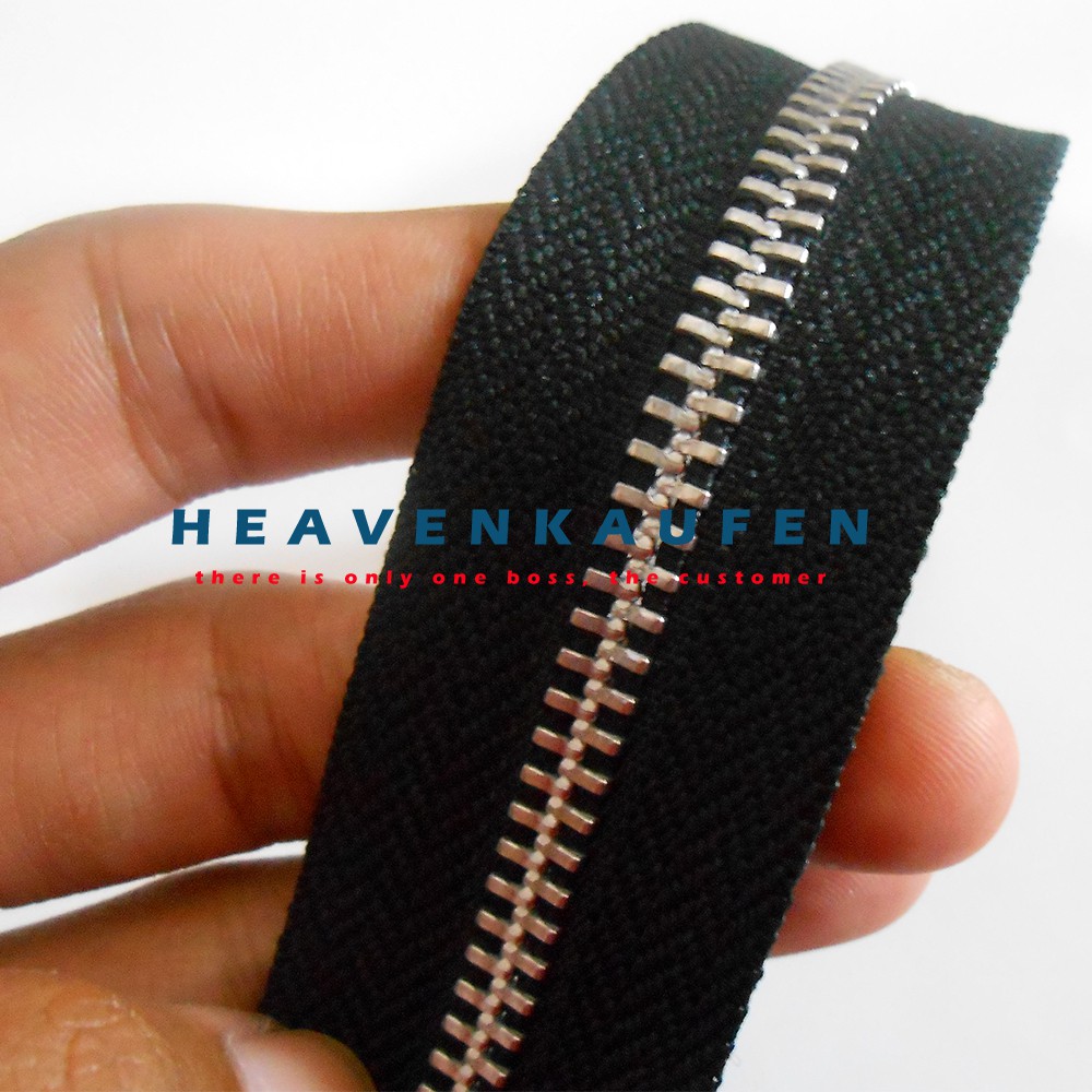 Resleting Jaket YKK Daun Hitam Gigi Silver 70 cm (28 inch) Murah