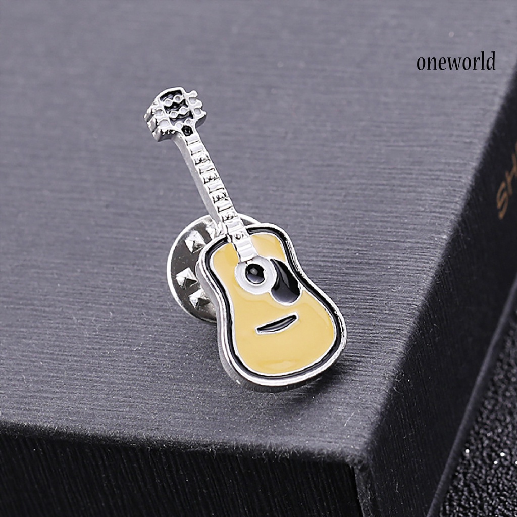 OW@ Enamel Pin Guitar Shape Fashion Unisex Guitar Enamel Brooch Pin for Party