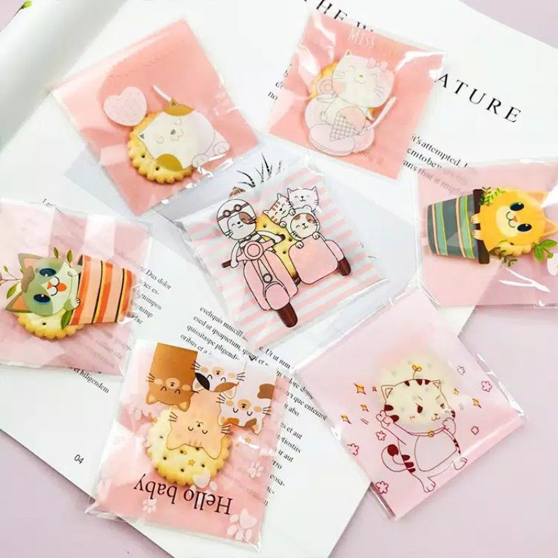 

20pcs kantong plastik cat series lucu/tas kemasan cookies bag candy/souvenir hampers