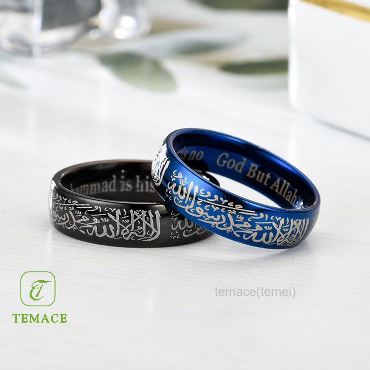 Cincin Pria Warna Biru Hitam 8mm untuk Nikah/Hadiah