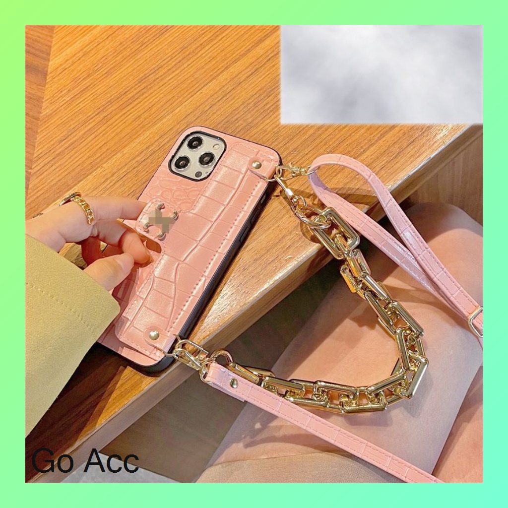 BARU Case warna warni makaron rantai Iphone 7 8 7+ 8+ X Xr Xs Max 11 12 13 Pro Max X Xs pendek charm tali panjang pinggang bahu FH35